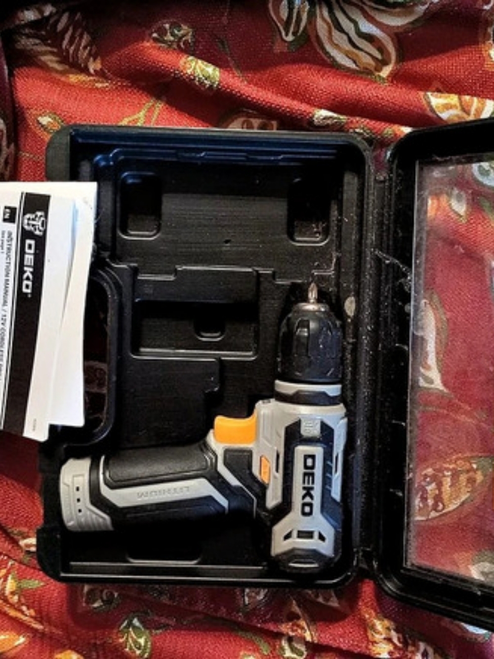 DEKO 12V Cordless Drill Driver Black & Orange